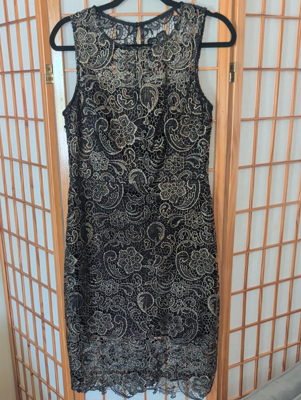 Bisou Bisou Black and Gold Lace Cocktail Dress